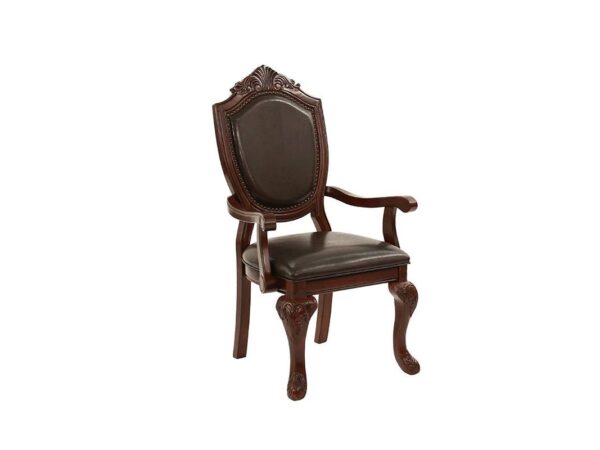 traditional walnut dining chair with nail head trim
