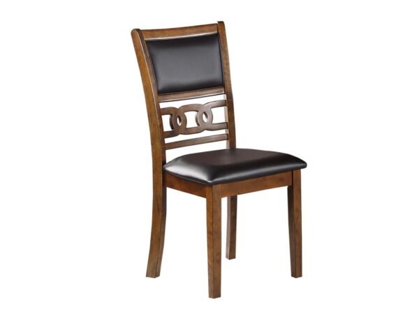 modern walnut wood dining chair with black pu upholstery