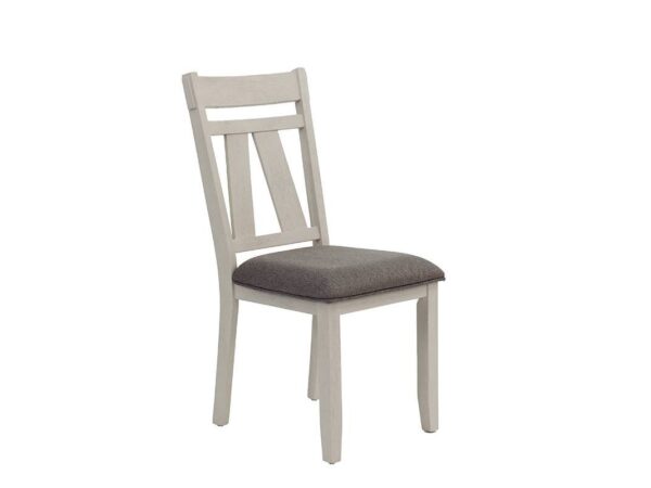 classic white dining chair with gray upholstery