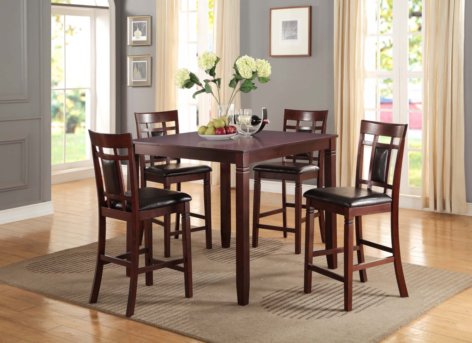 5 piece counter height dining set in cashew wood 5 piece counter height dining set in cashew wood