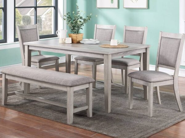 beautiful 6 pc dining set in upholstered two tone gray finish