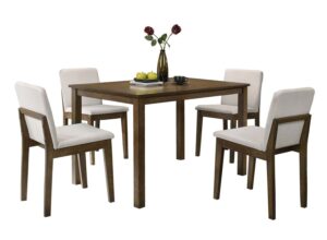 5-Piece Dining Set in Dark Walnut /Beige Padding