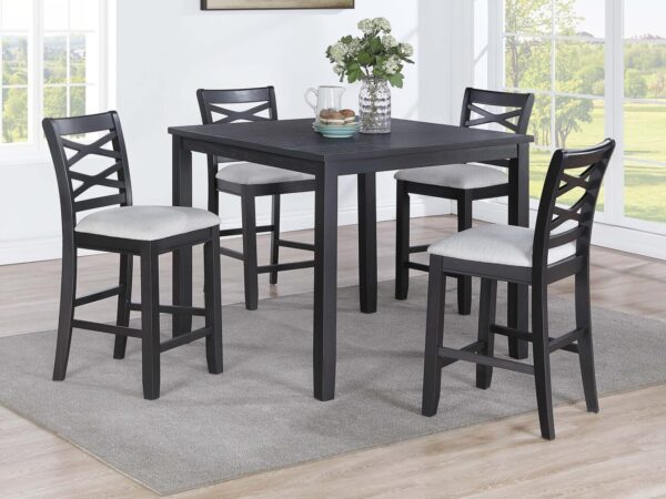 5 piece counter height dining set in charcoal
