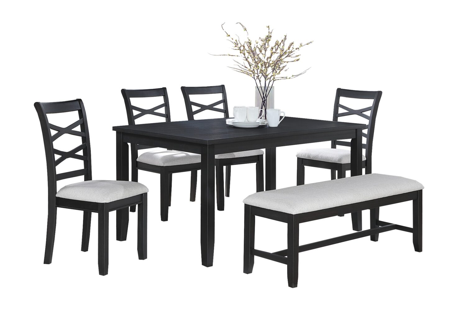 f2637 2 f2637 6 pcs classic dining set with bench in charcoal or gray