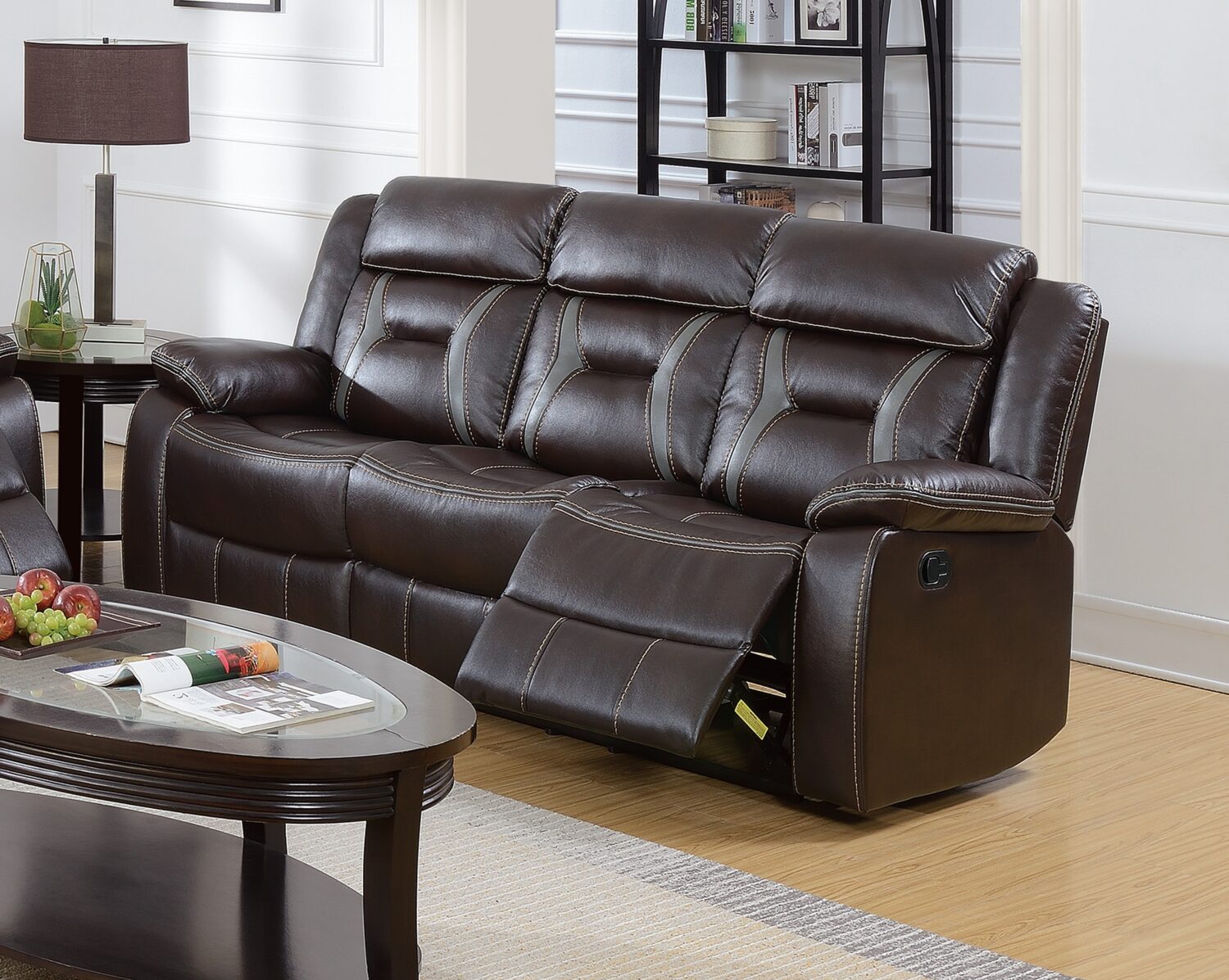 retro style motion recliner sofa in brown retro style motion recliner sofa in brown