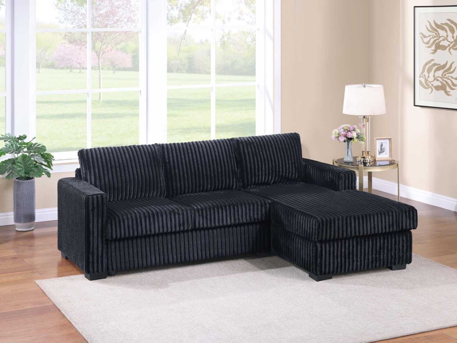 2 piece sectional sofa chaise in black fur like corduroy 2 piece sectional sofa chaise in black fur like corduroy