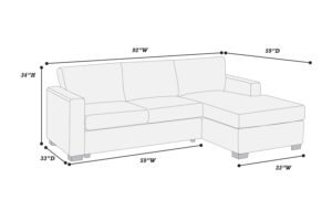 2-Piece Sectional Sofa Chaise in Black Fur-Like Corduroy