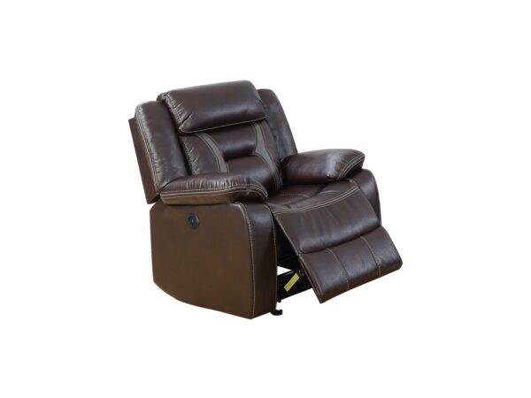 retro style powered recliner chair in brown