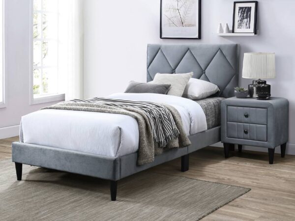 velvet gray modern twin or full bed frame