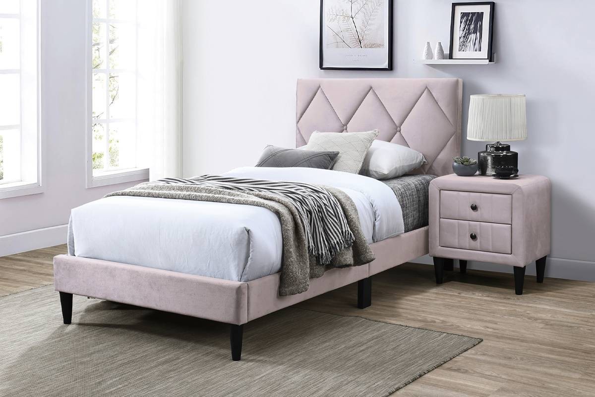 velvet navy or l pink modern twin or full bed frame velvet navy or l pink modern twin or full bed frame