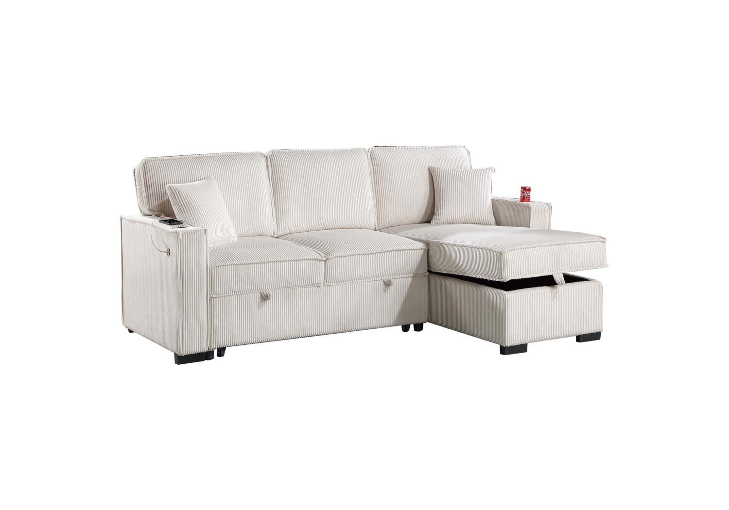 convertible sectional reversible storage chaise w/ cup holder & usb & usb c port convertible sectional reversible storage chaise w/ cup holder & usb & usb c port