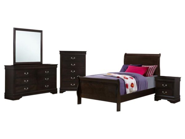 louis philippe 5 piece twin bedroom set cappuccino