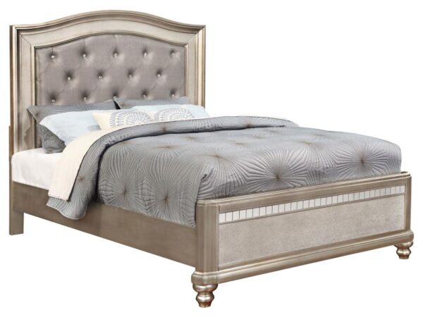 bling game wood california king panel bed metallic platinum