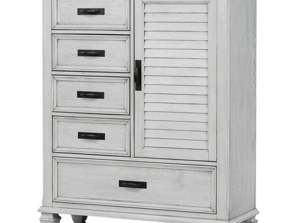 franco 5 drawer door chest distressed white
