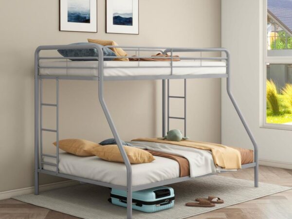 carson metal twin over full bunk bed glossy silver