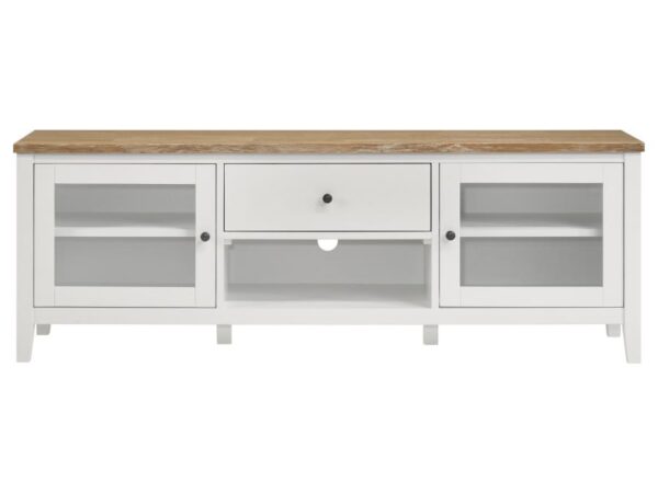 hollis 2 door wood 67" tv stand with drawer brown and white