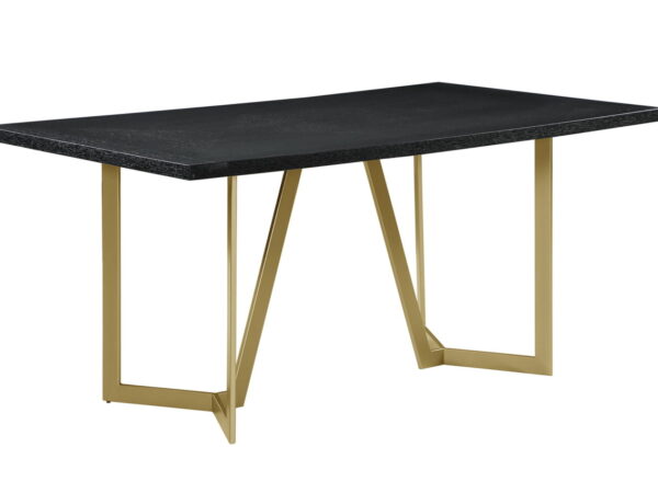 modern gold metal legs and black top dining table