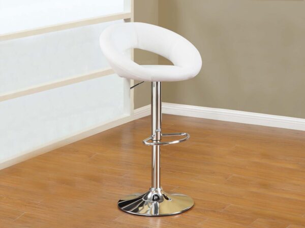 adjustable height chrome and white barstool