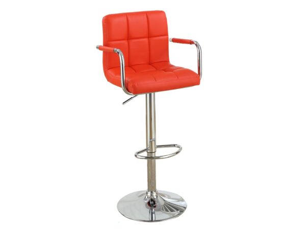 adjustable height chrome and red barstool