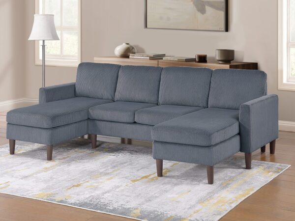 3 piece sectional set raf/laf chaise & armless loveseat in dark gray