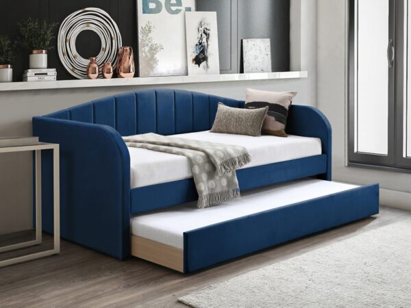 navy blue; velvet trundle day bed