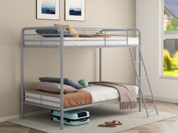 carson metal twin bunk bed glossy silver